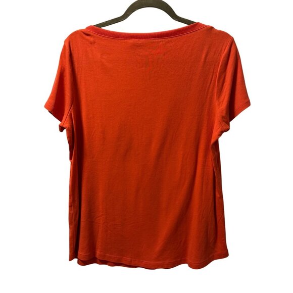 Chicos Orange Short-Sleeve Cotton Blend Top Size L Casual Lightweight Crew Neck - Picture 9 of 12